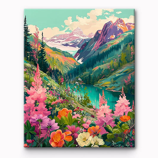 Valley Flower Landscape Painting By Number 1