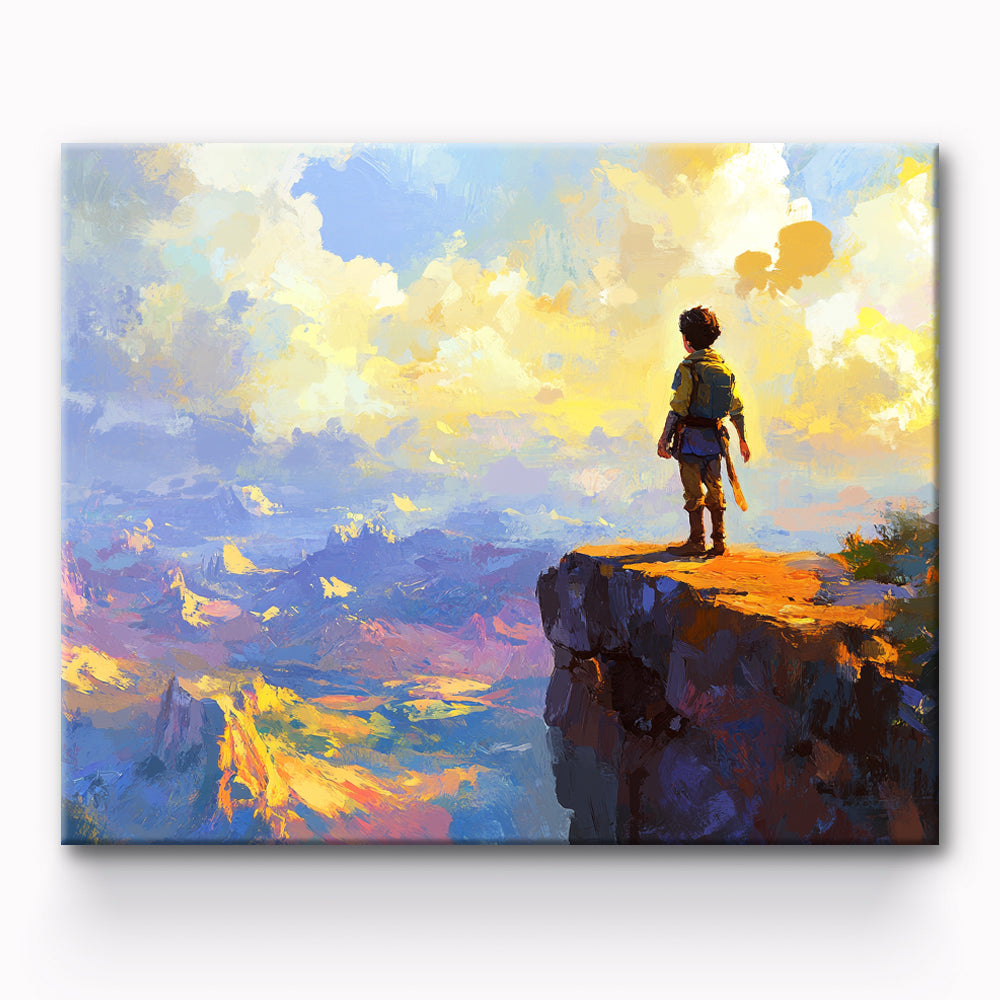 Little Boy Looking Down On The World Painting By Number 1