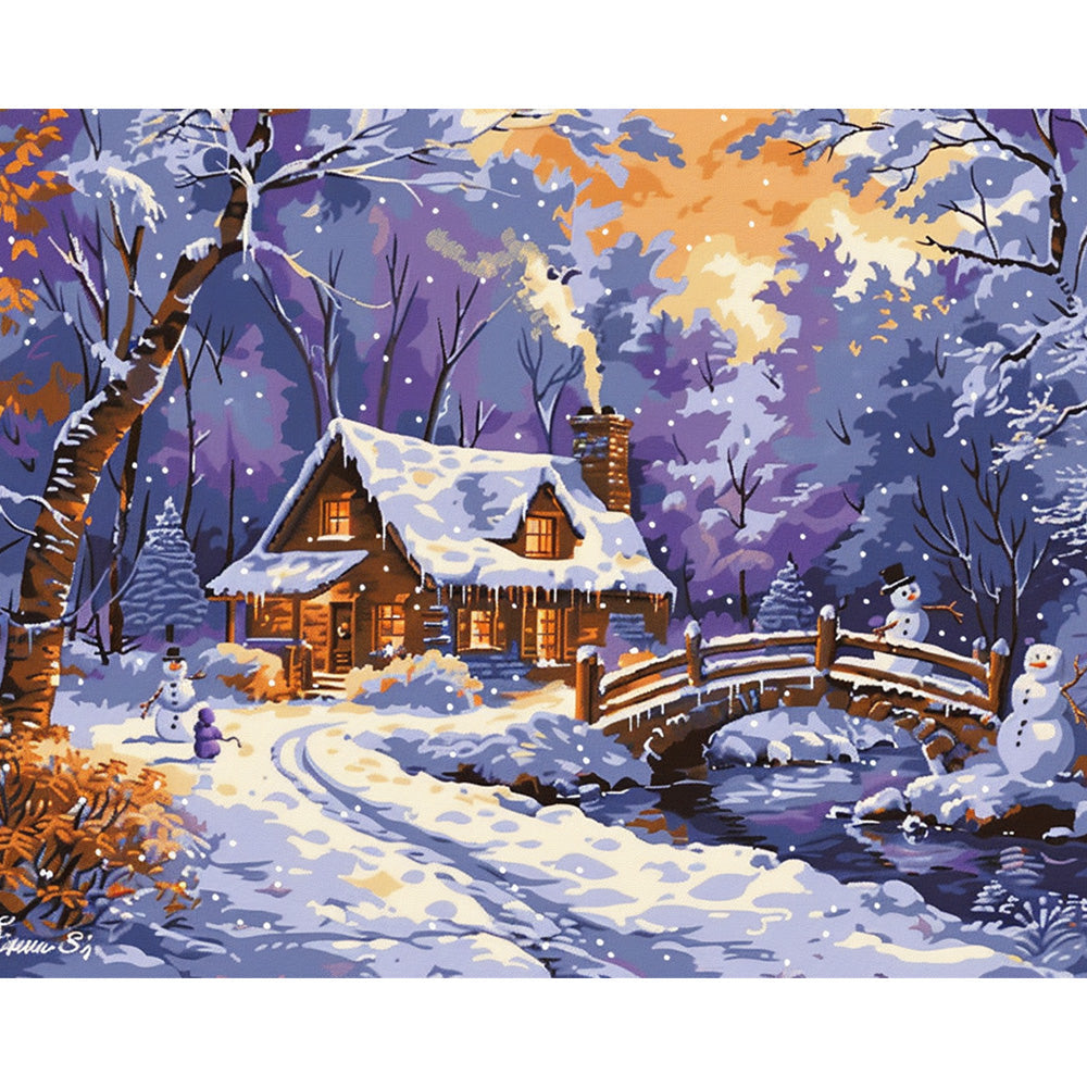 Snowman And House Painting By Number 2