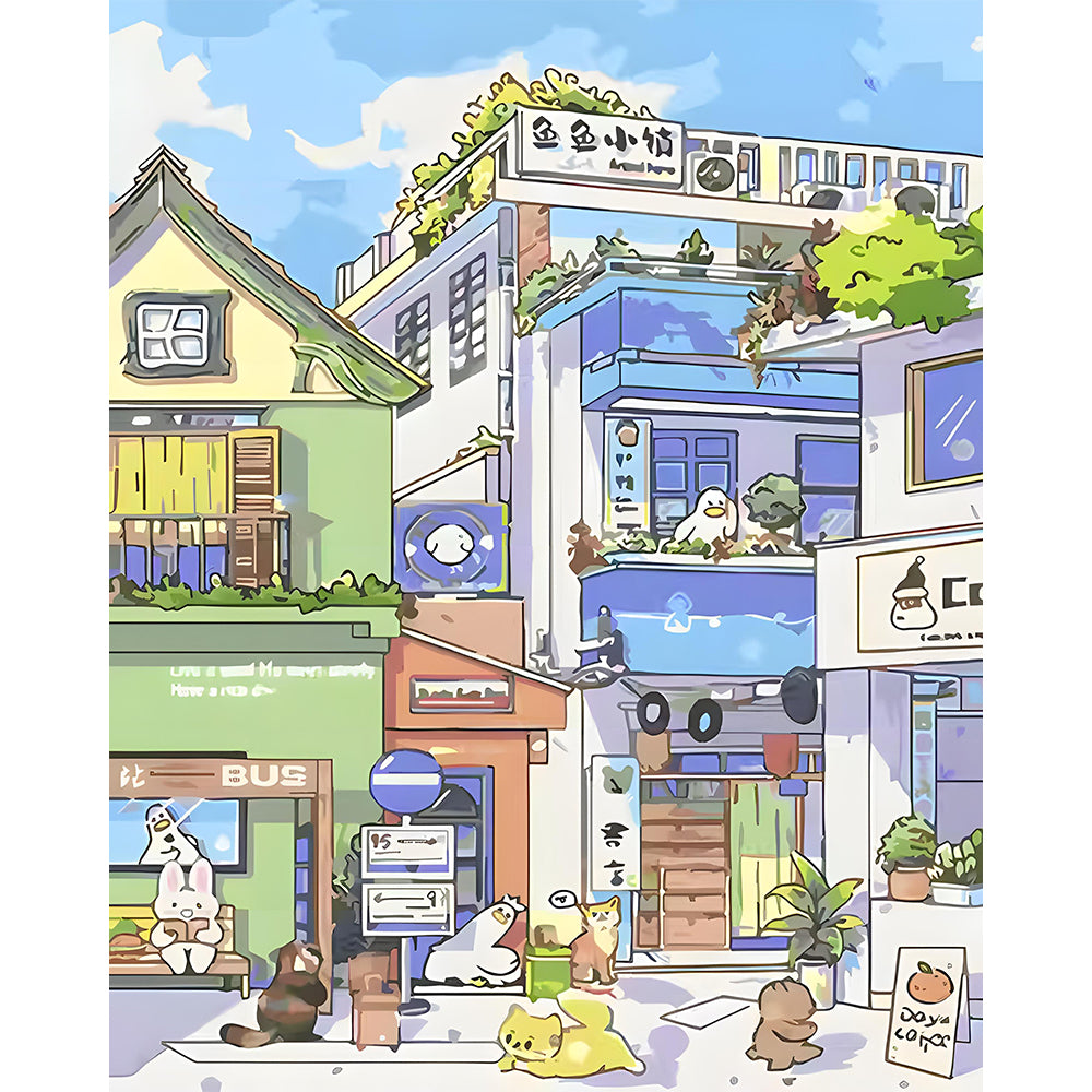 Cartoon Building Painting By Number 2
