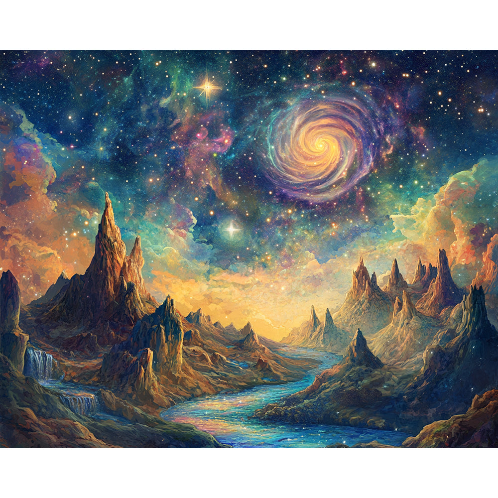 Starry Sky Mountains Painting By Number 2