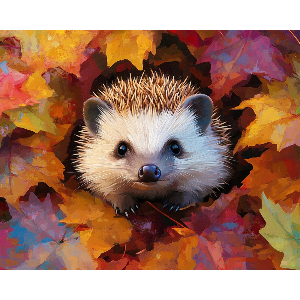 Hedgehog And Maple Leaf Painting By Number 2