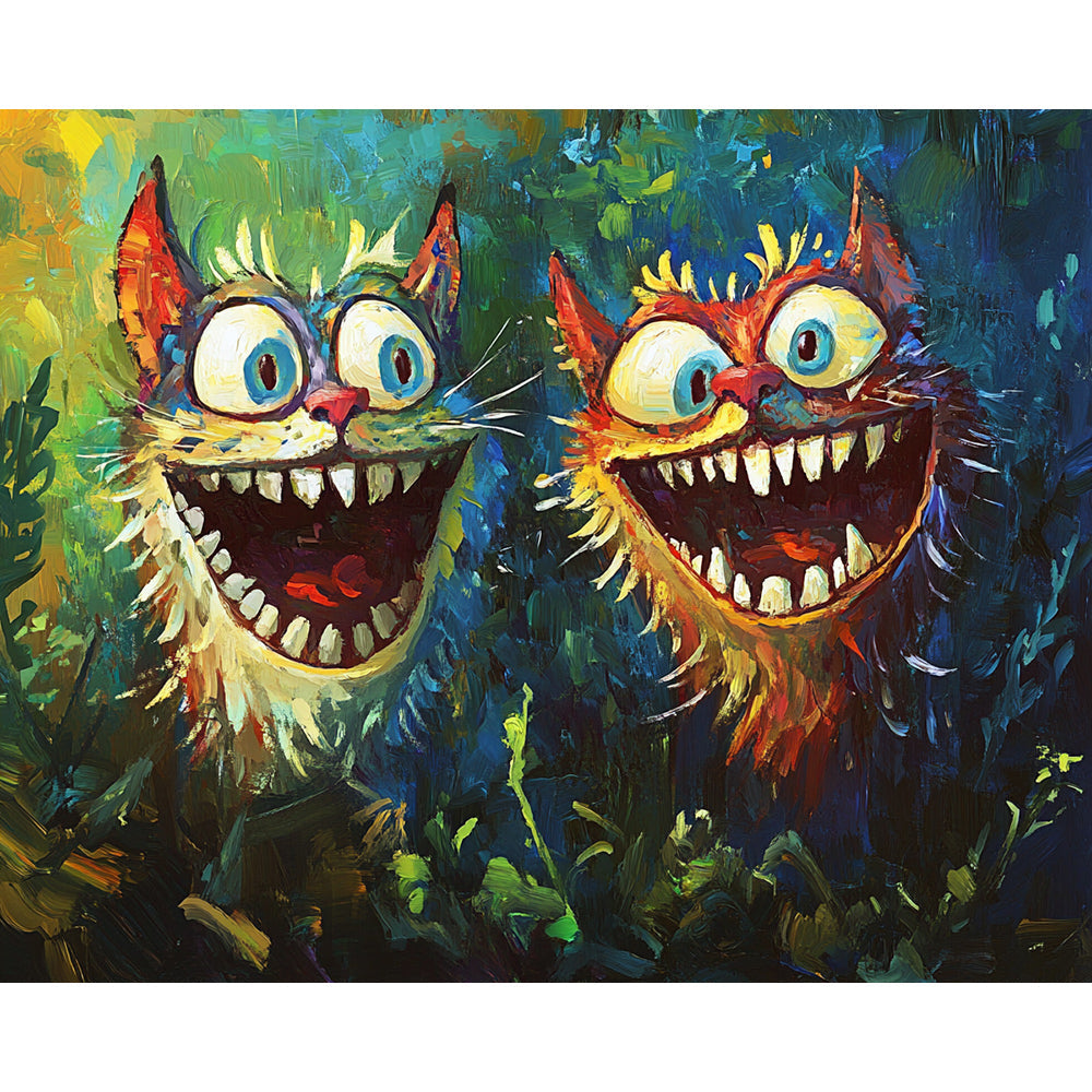 Laughing Two Cats Painting By Number 2