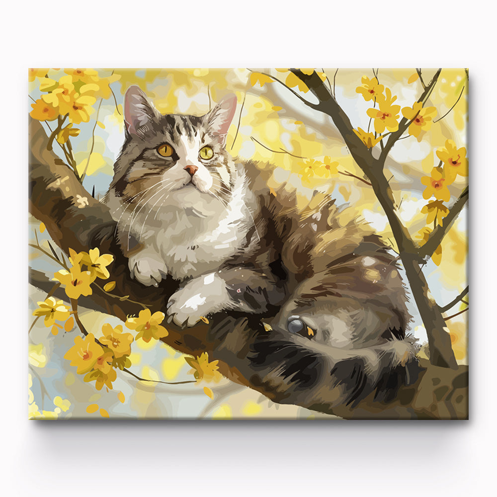 Cat In Tree Painting By Number 1
