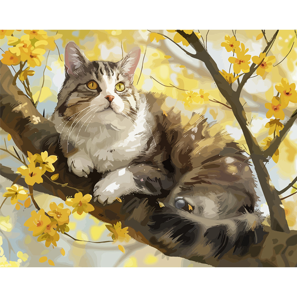 Cat In Tree Painting By Number 2