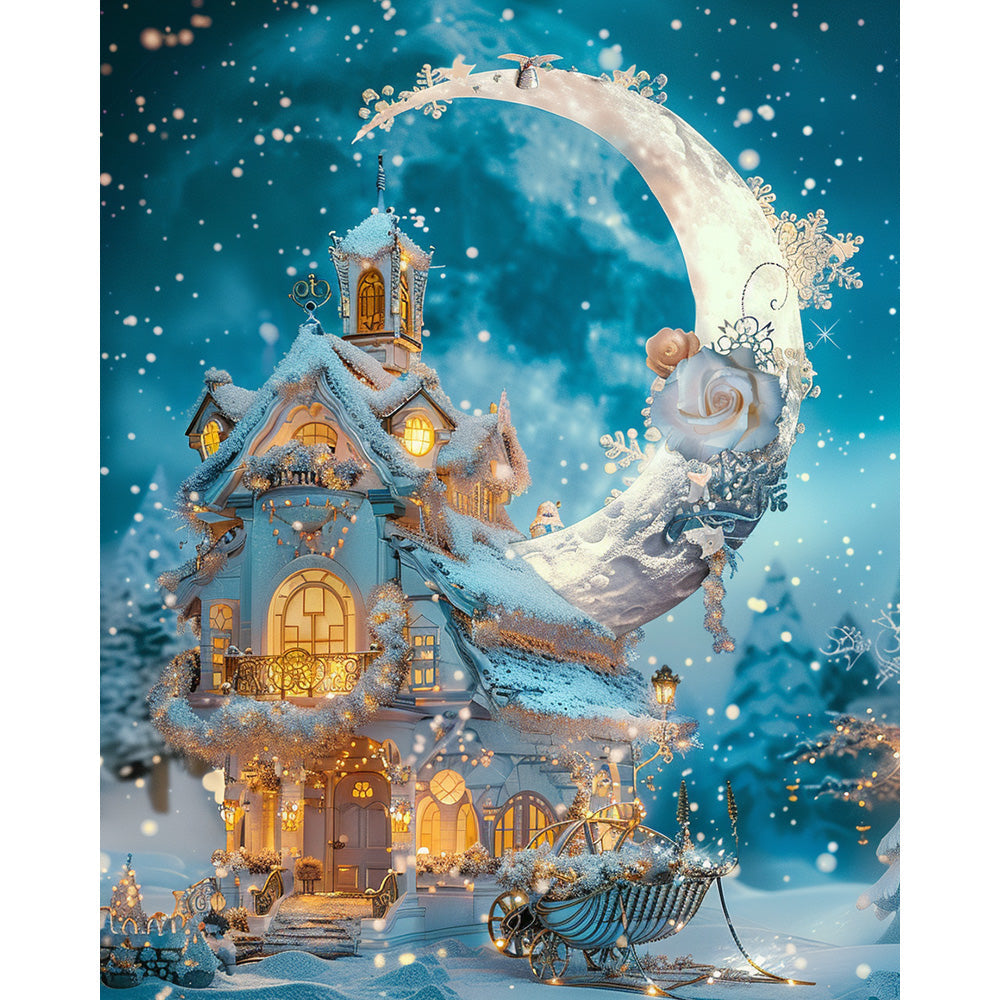 House in the Moonlight Painting By Number 2