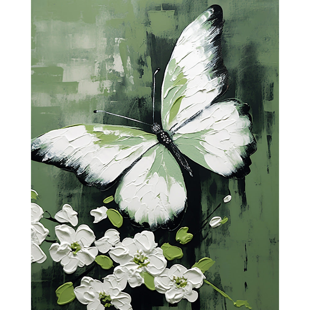 White Butterfly Painting By Number 2
