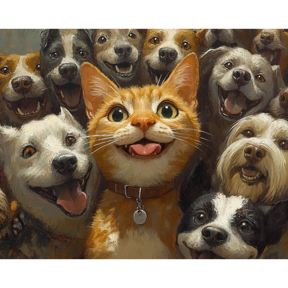 Group Photo of Cats and Dogs Painting By Number 2