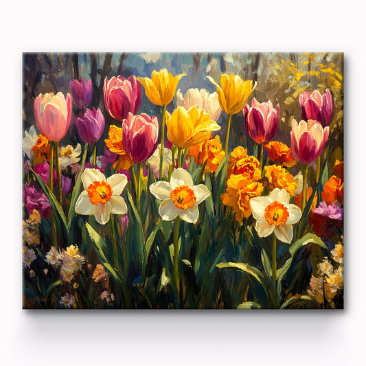Tulips And Daisies Flower Painting By Number 1