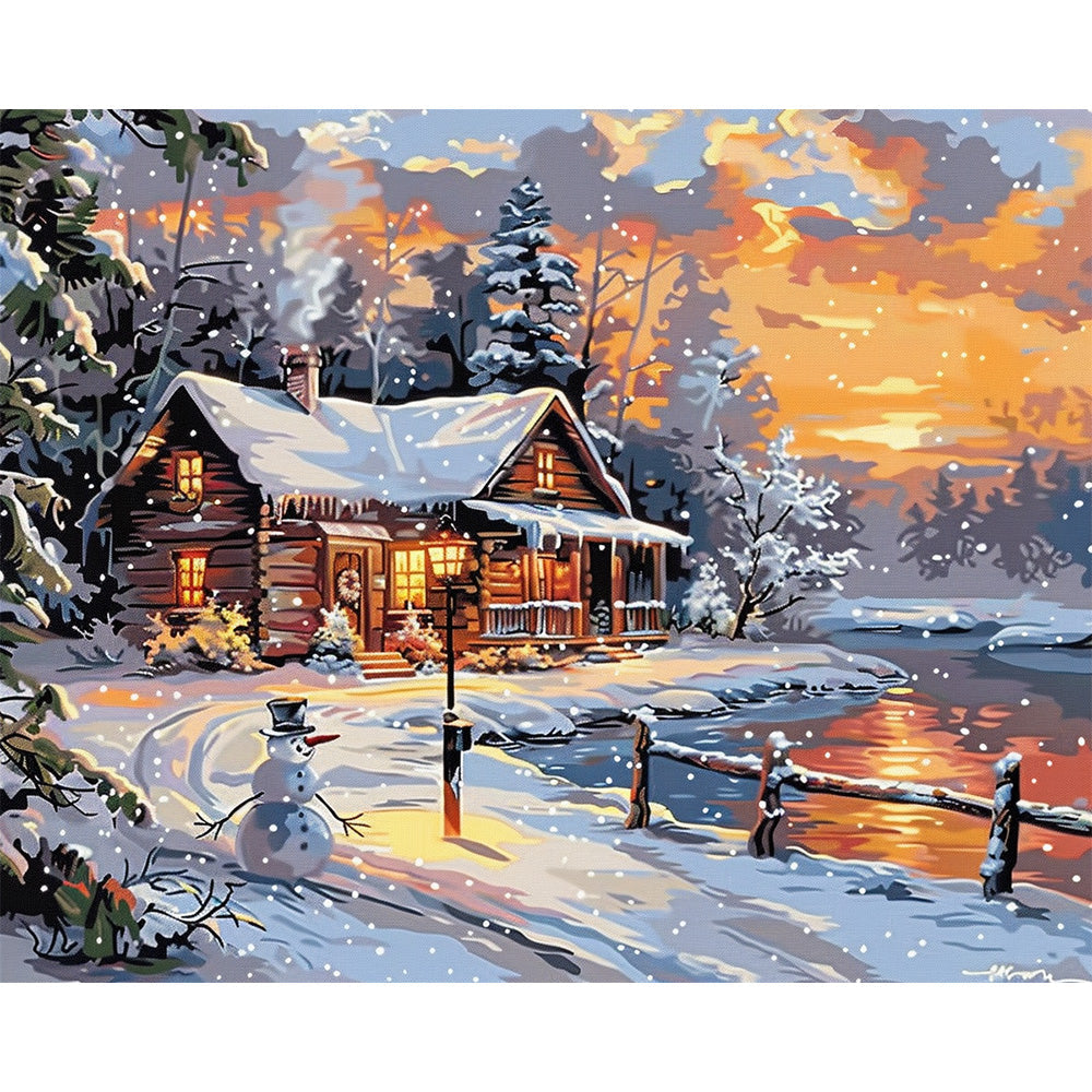 Snowman And House Painting By Number 2