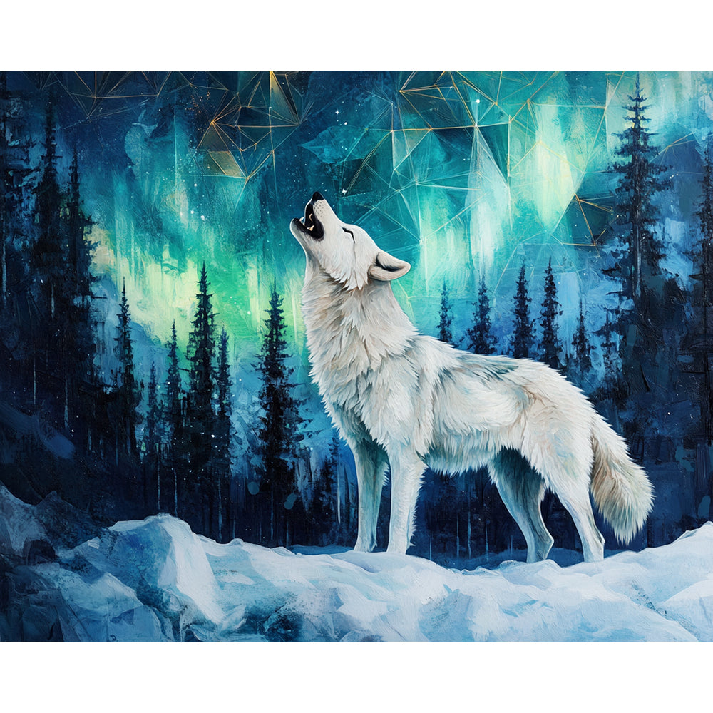 Aurora Deep Forest And Wolves Painting By Number 2