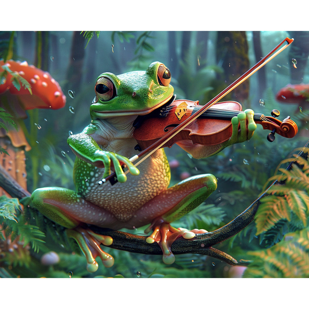 Frog Playing Fiddle Painting By Number 2