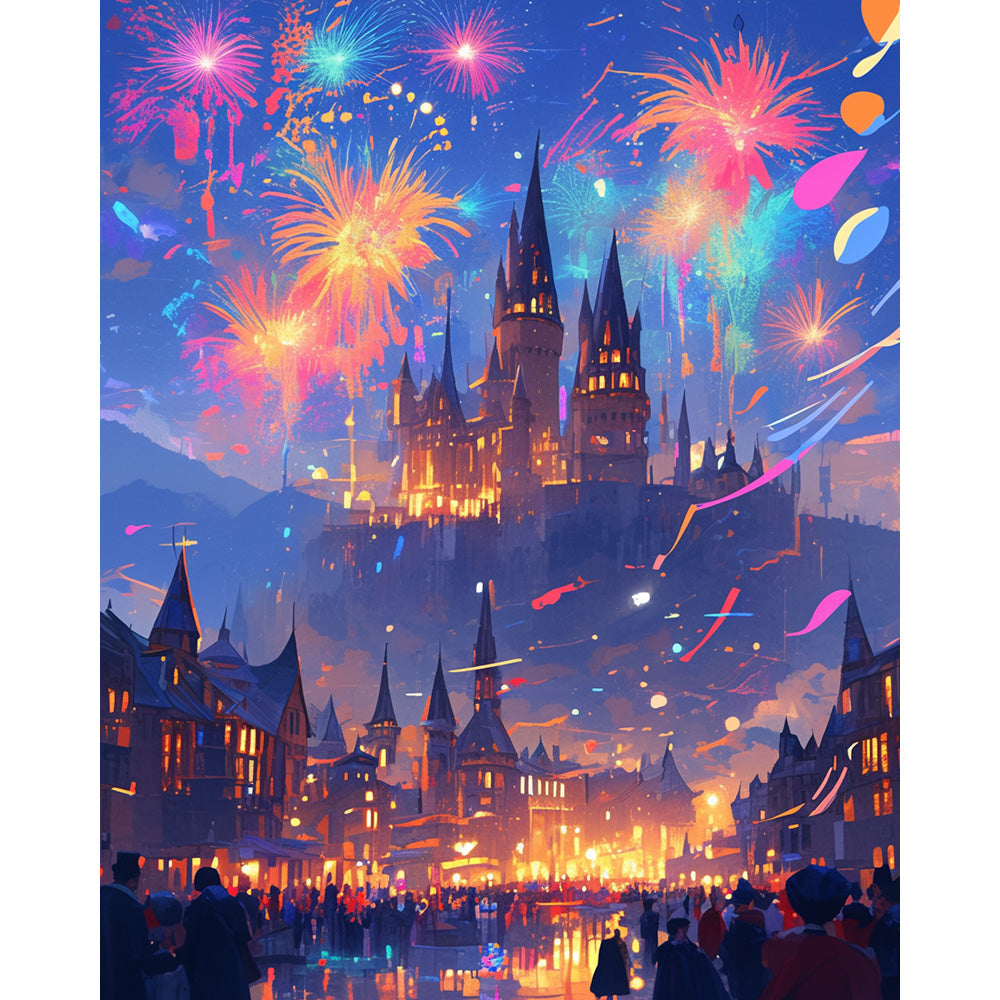 Castle Fireworks Painting By Number 2