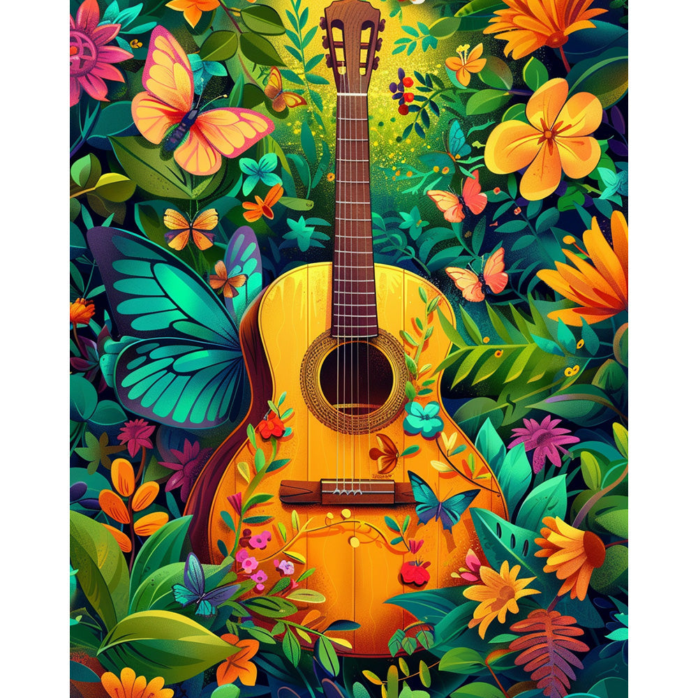 Butterfly and Guitar Painting By Number 2