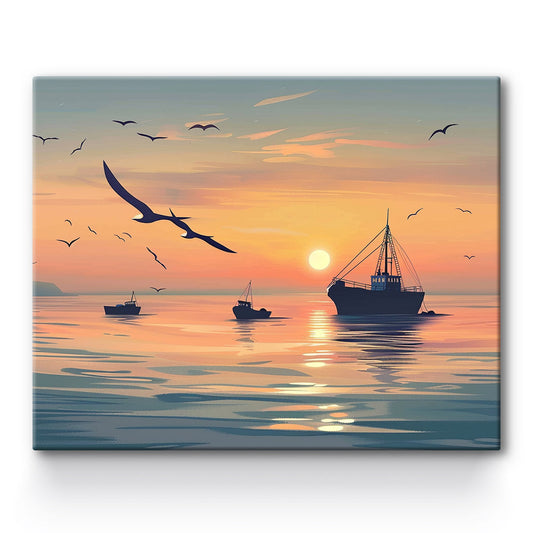 Sunset Over The Sea Painting By Number 1