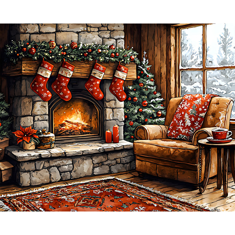 Christmas Eve By The Fire Painting By Number 2