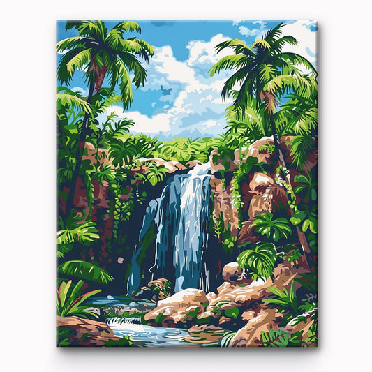 Waterfalls Landscape Painting By Number 1