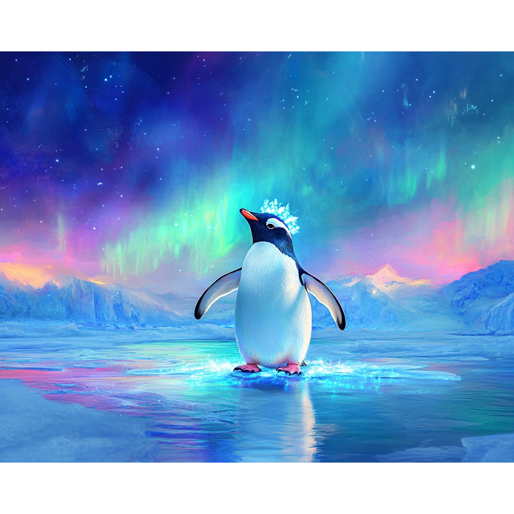 Penguin With Crown In Arctic Painting By Number 2