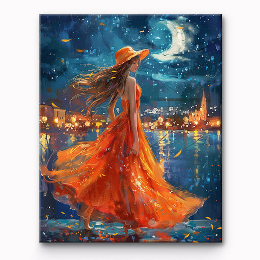 Girl in the Moon Painting By Number 1