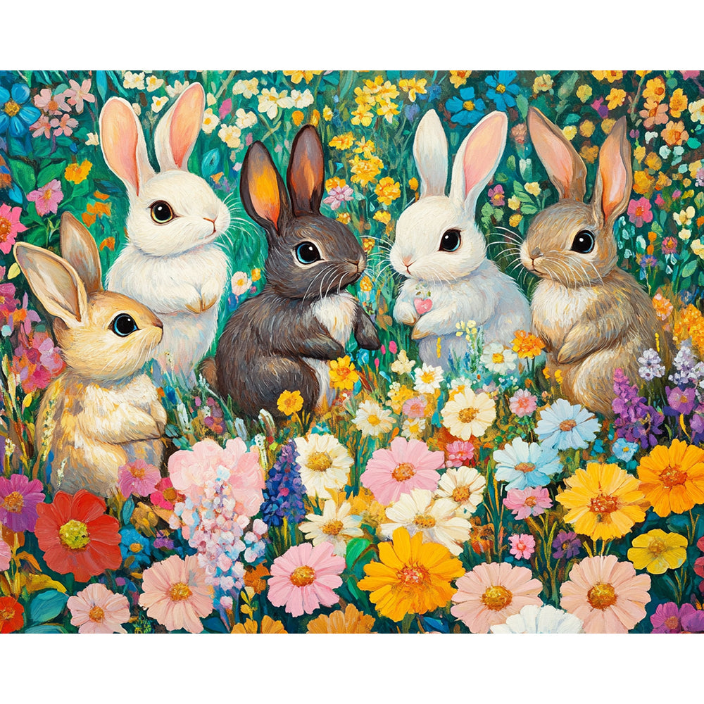 Flower Rabbit Painting By Number 2
