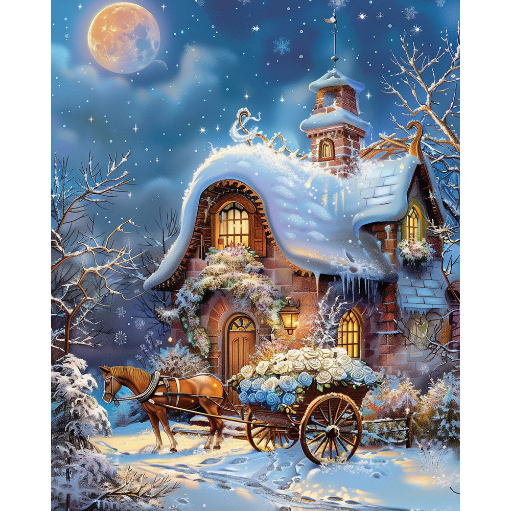 House in the Moonlight Painting By Number 2