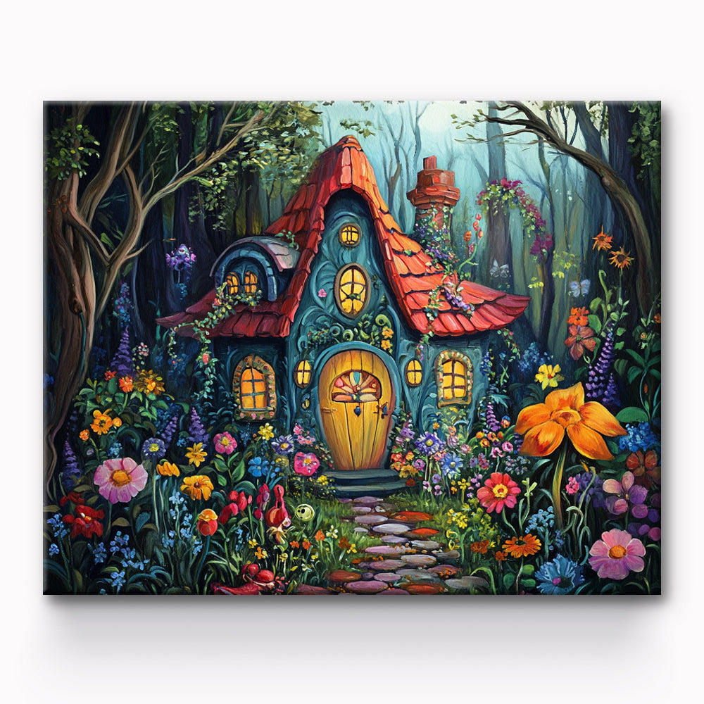 Cottage in the Wonderful Forest Painting By Number 1