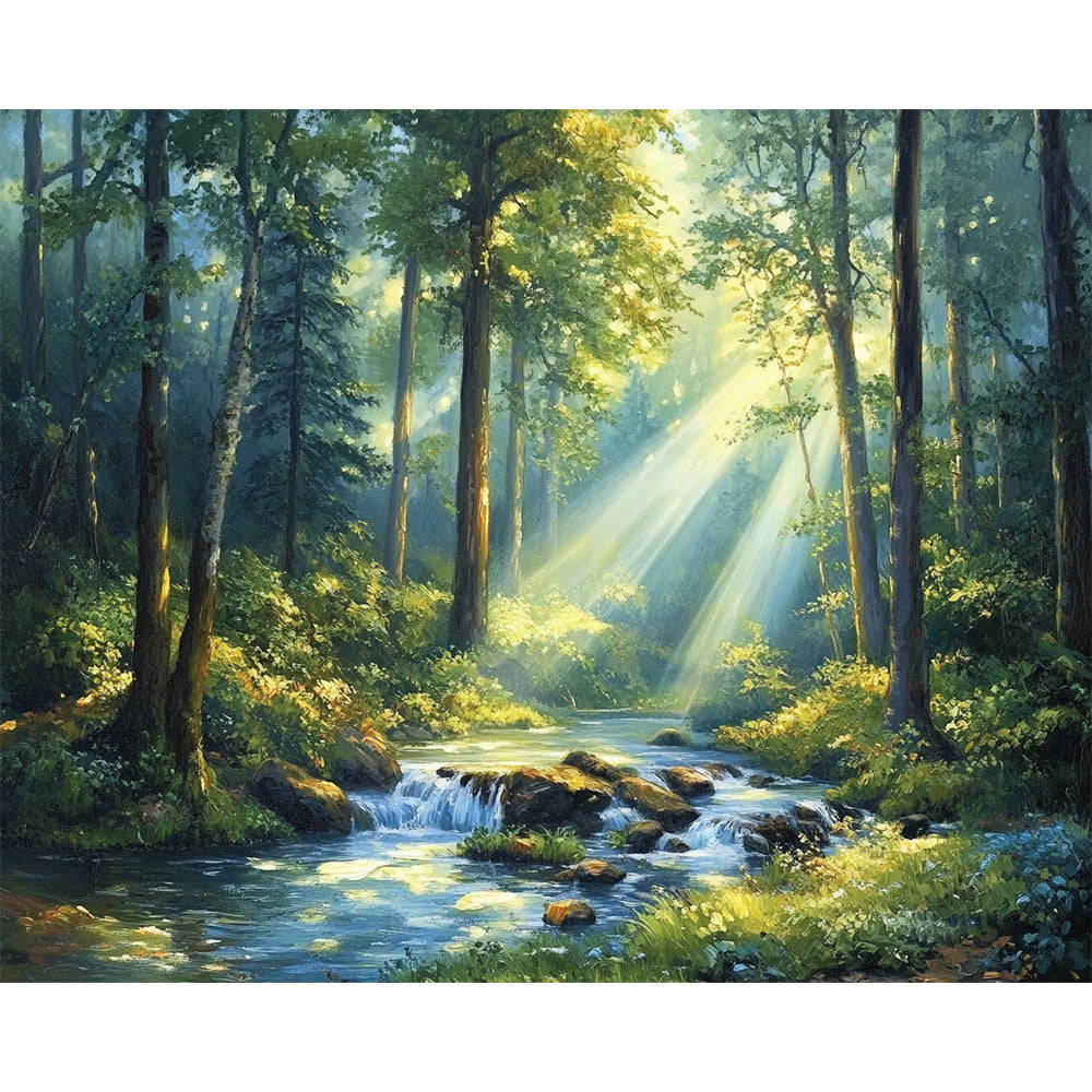 Stream In The Forest Painting By Number 2