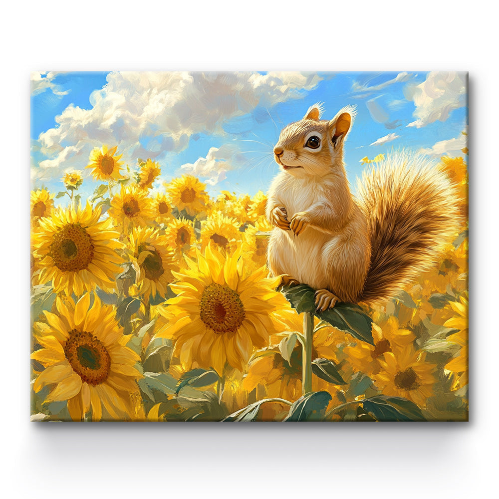Squirrel In Sunflower Painting By Number 1