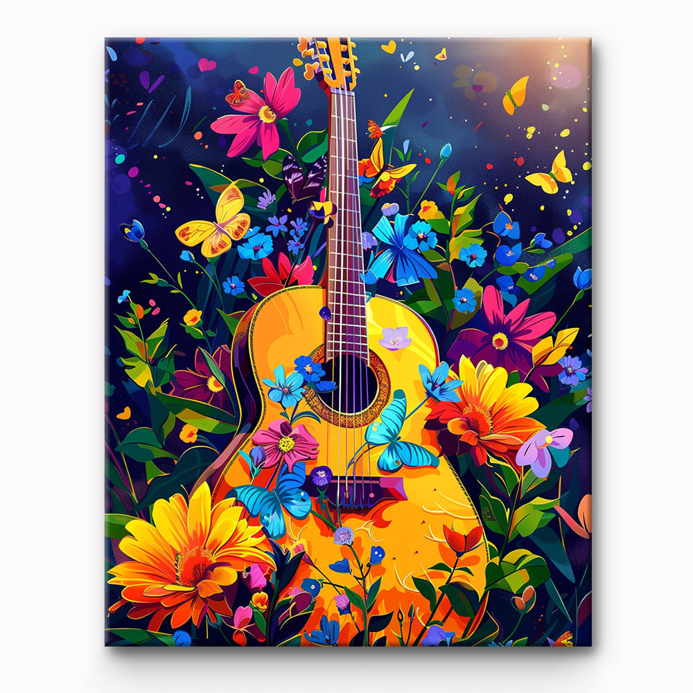 Butterfly and Guitar Painting By Number 1