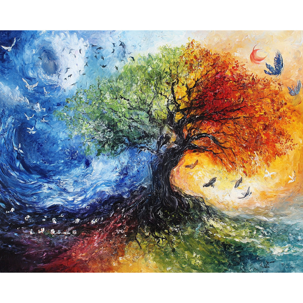 Fire and Ice World Tree Painting By Number 2