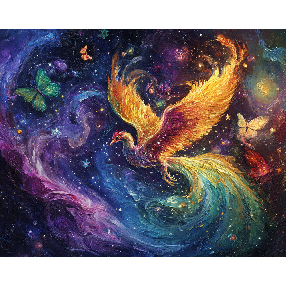 Phoenix Dancing in the Starry Sky Painting By Number 2