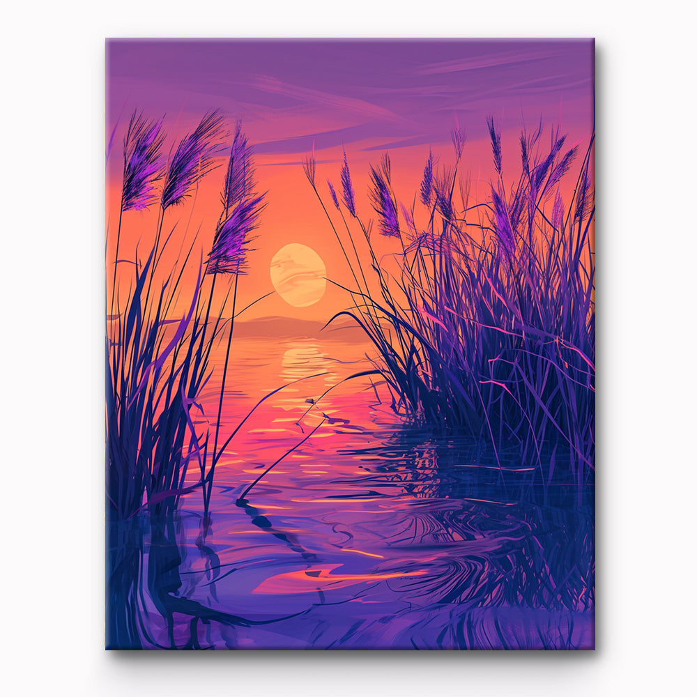 Evening Sunset at the Lake Painting By Number 1