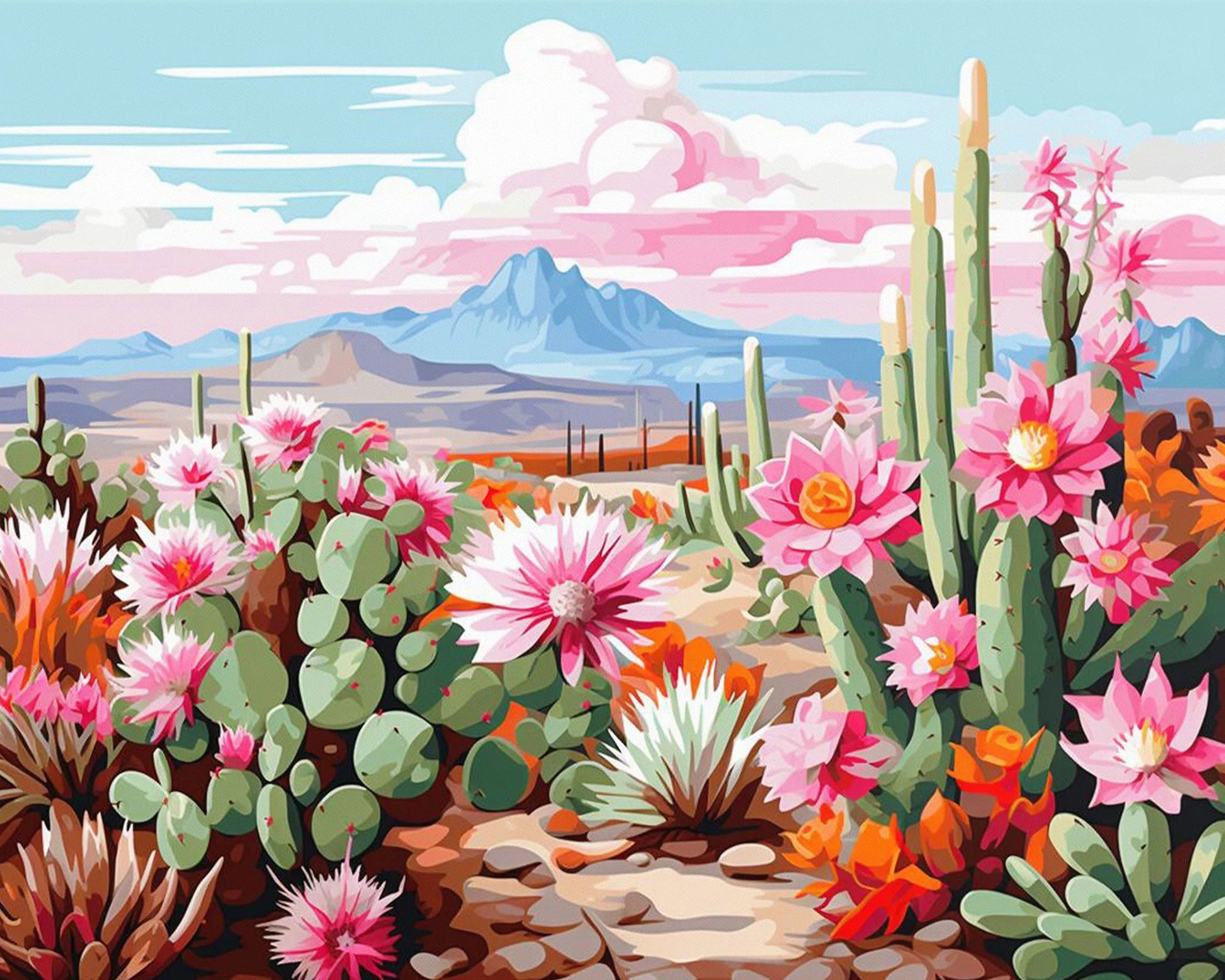 Cactus In The Desert Painting By Number 2