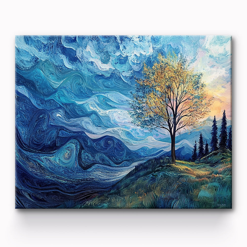 Cliffside Tree Painting By Number 1