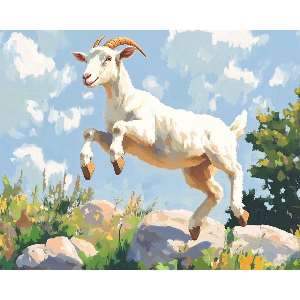 White Goat Painting By Number 2