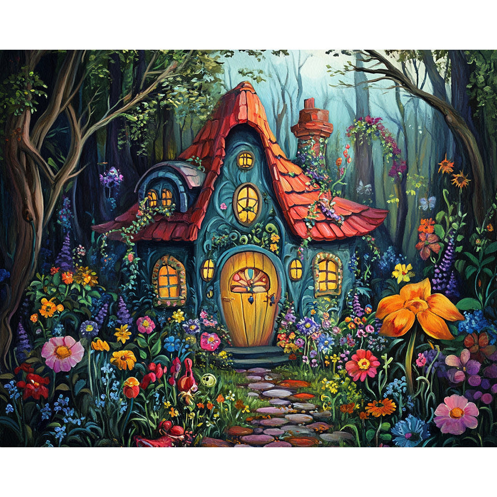 Cottage in the Wonderful Forest Painting By Number 2