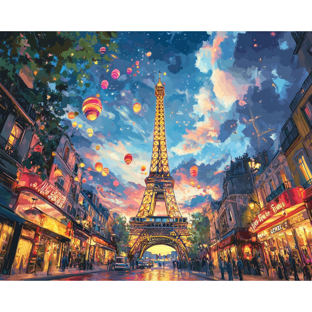 Paris Tower At Night Painting By Number 2