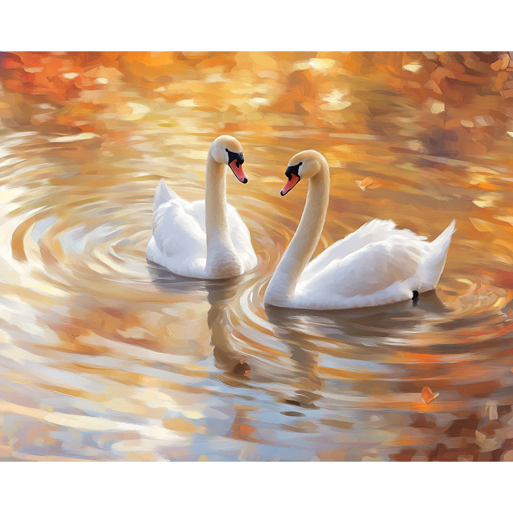 Two Geese On The Lake Painting By Number 2
