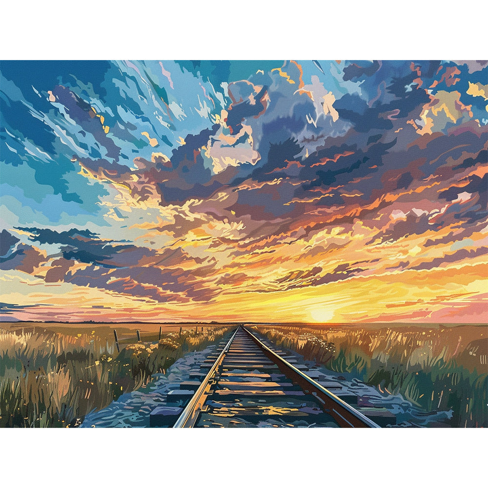 Railroad Tracks Fields  Painting By Number 2