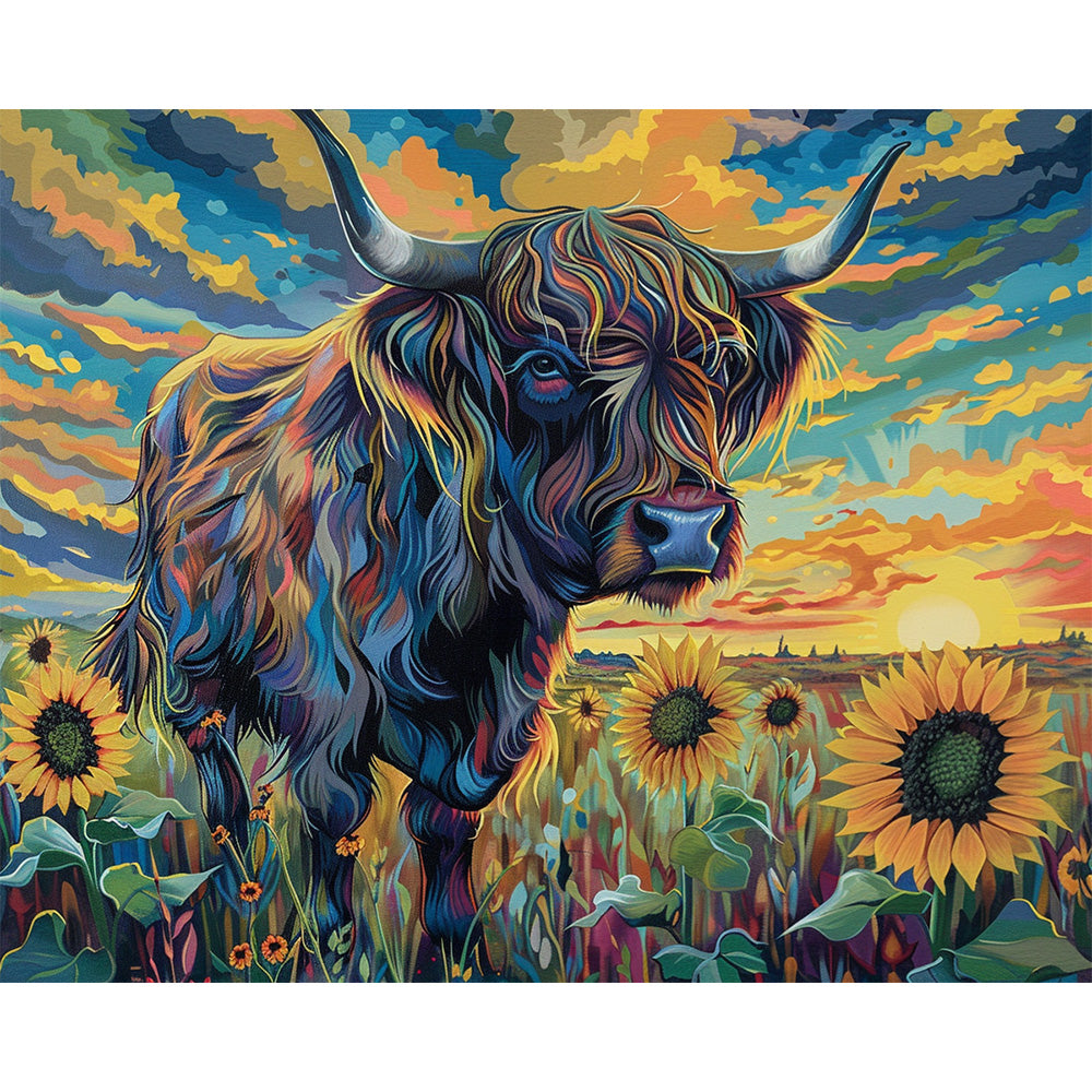 Cow And Sunflower Painting By Number 2
