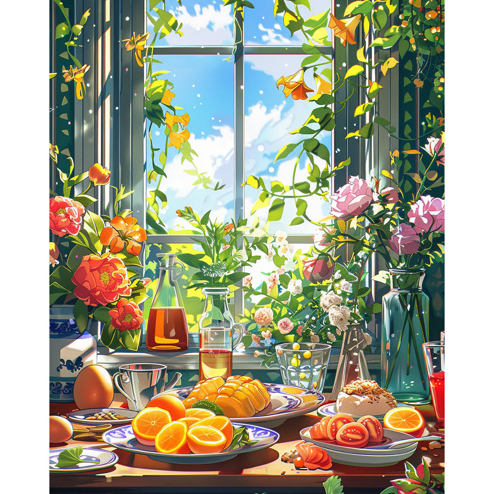 Enjoying Food Time Painting By Number 2