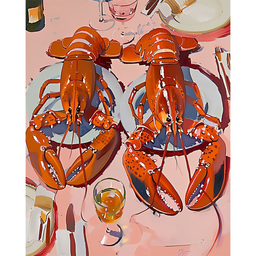 Two Big Lobsters Painting By Number 2