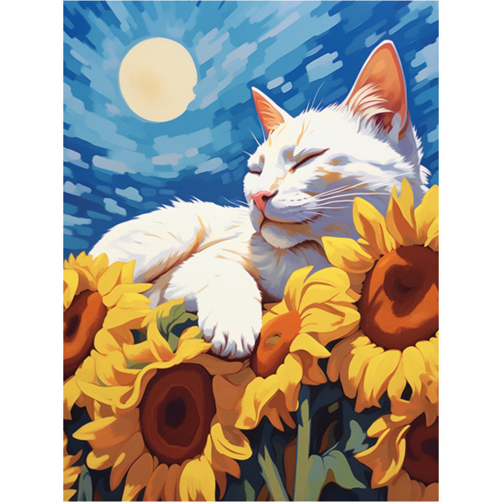 Sunflower Cat Painting By Number 2