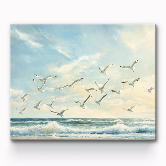 Geese Flying On The Sea Painting By Number 1