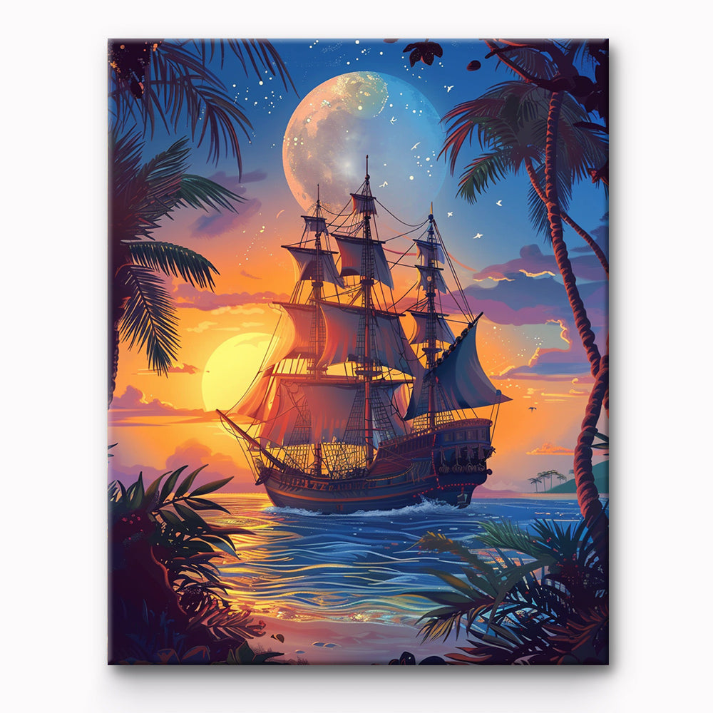 Sailboat Landscape Painting By Number 1