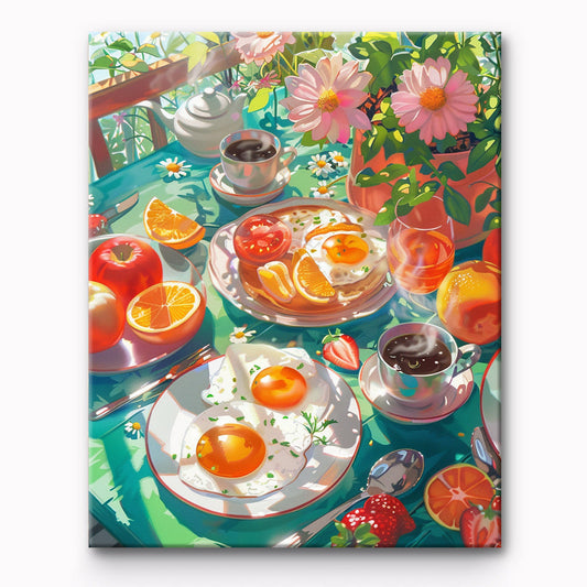 Enjoying Food Time Painting By Number 1