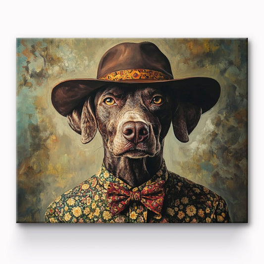 Dog With Hat Painting By Number 1