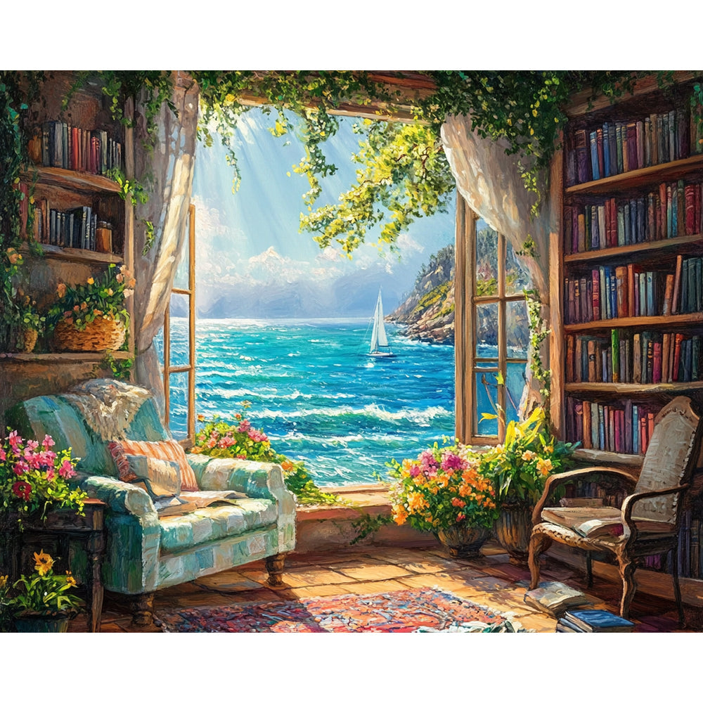 Study With Window To The Sea Painting By Number 2